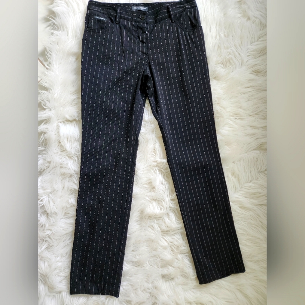 Dolce & Gabbana Black Pinstripe Wool Skinny Pants IT 40 US 4